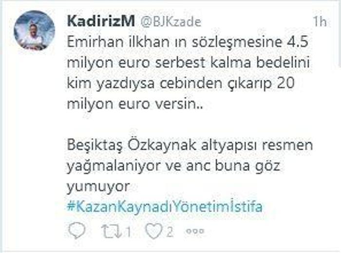 Beşiktaşta Emirhan İlkhan krizi Taraftardan istifa daveti