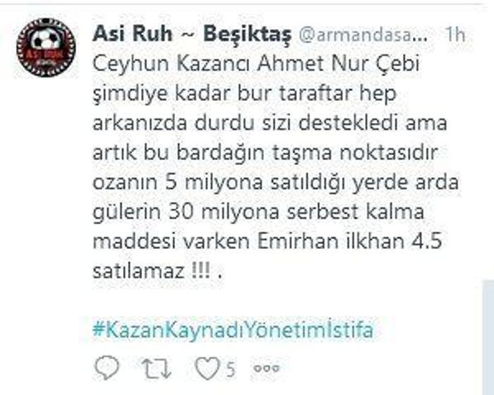 Beşiktaşta Emirhan İlkhan krizi Taraftardan istifa daveti