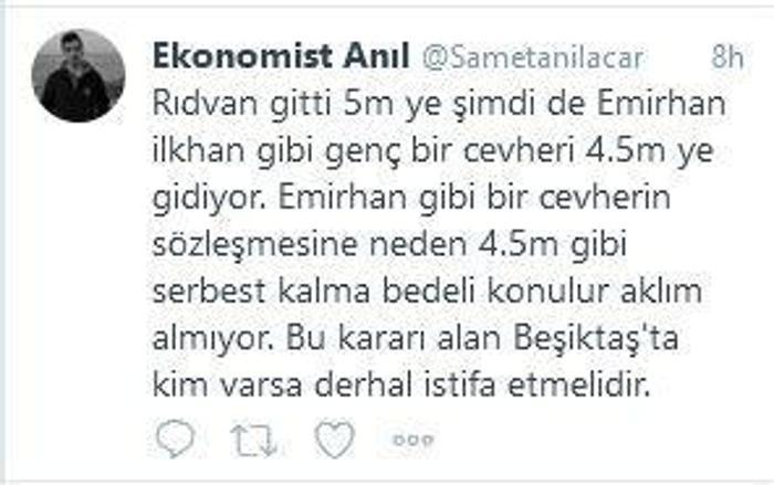 Beşiktaşta Emirhan İlkhan krizi Taraftardan istifa daveti