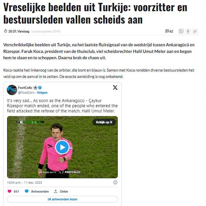 VOETBALPRIMEUR: TÜRKİYEDEN KORKUNÇ GÖRÜNTÜLER