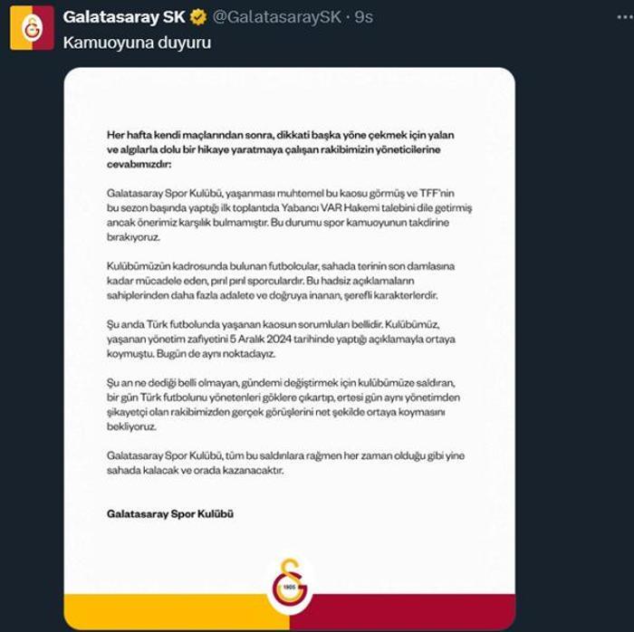 GALATASARAYDAN AÇIKLAMA