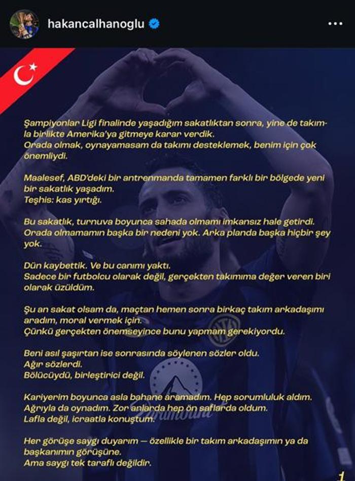 Interde ortalık toz duman Hakan Çalhanoğlundan ilk açıklama Tarih dik duranları hatırlar
