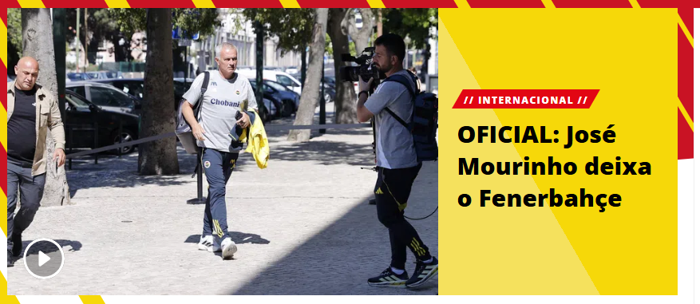 FENERBAHÇE, MOURINHONUN AYRILIĞINI DUYURDU