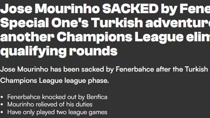 MOURINHO İKİ MAÇTA KOVULDU