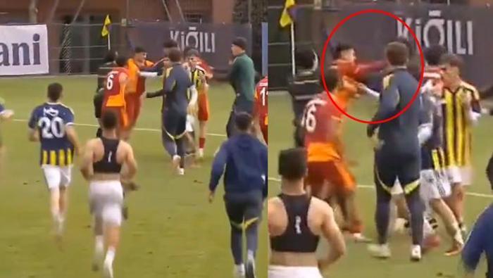 Fenerbahçe-Galatasaray U19 derbisinde yumruk yumruğa kavga