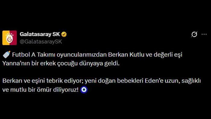 Gözlerden uzak tutmuş Galatasaraylı Berkan Kutlu baba oldu