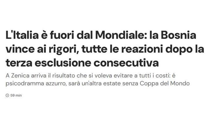 Corriere Dello Sport: İtalya Dünya Kupasından elendi: Bosna penaltılarda kazandı