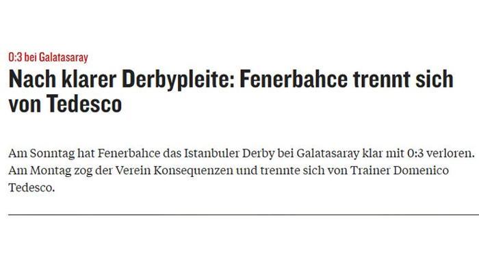 Fenerbahçe-Tedesco ayrılığı Alman basınında Derbi mağlubiyetinin sonuçları var