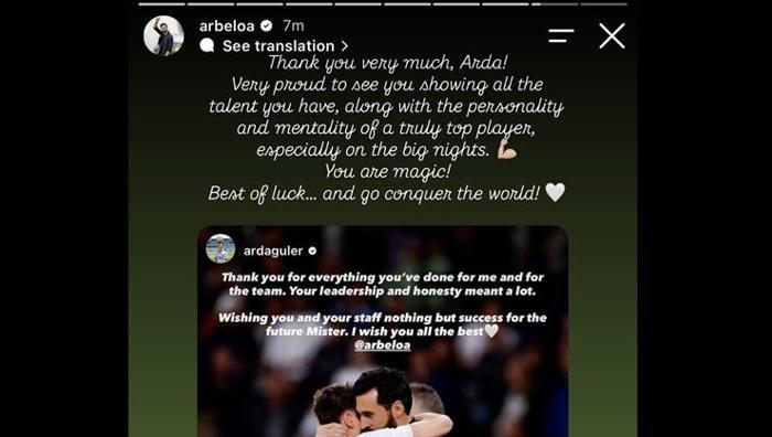 Arda Güler, sen büyülüsün Alvaro Arbeloanın Real Madride veda paylaşımında dikkat çeken ifade: Git...
