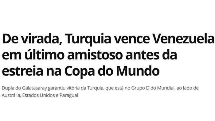 GLOBO: Türkiye, Venezuelayı geriye düşmesine rağmen mağlup etti