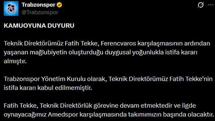Trabzonsporda istifa krizinin perde arkası Fatih Tekke nasıl geri döndü İşte yaşananlar