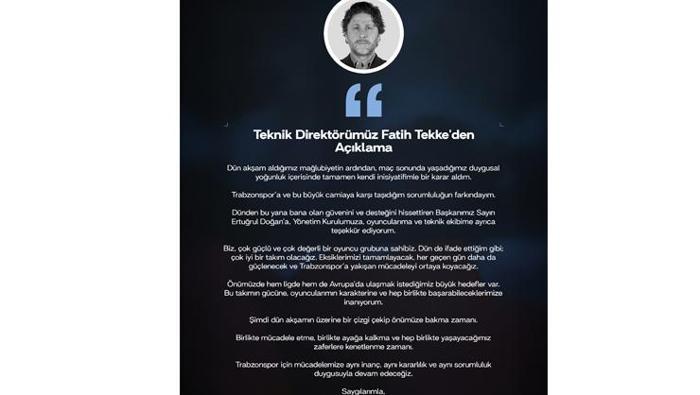 Trabzonsporda istifa krizinin perde arkası Fatih Tekke nasıl geri döndü İşte yaşananlar