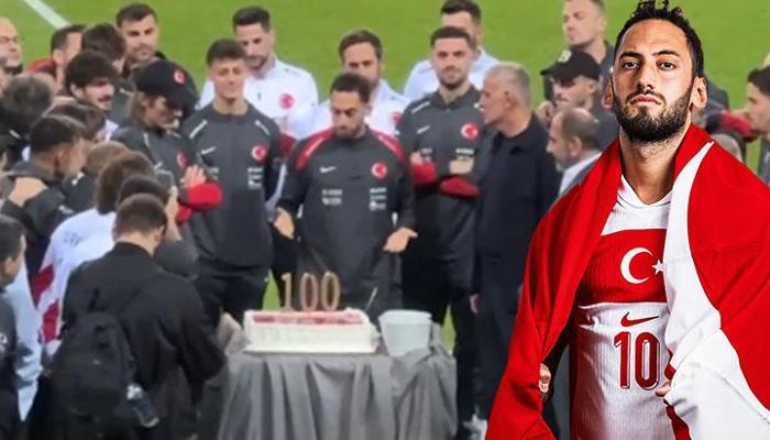Hakan Çalhanoğlu için 100. maç pastası kesildi