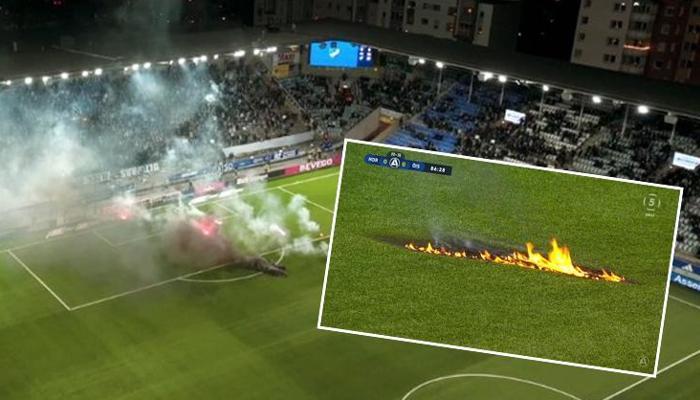 Takımları küme düşen taraftalar sahayı yaktı