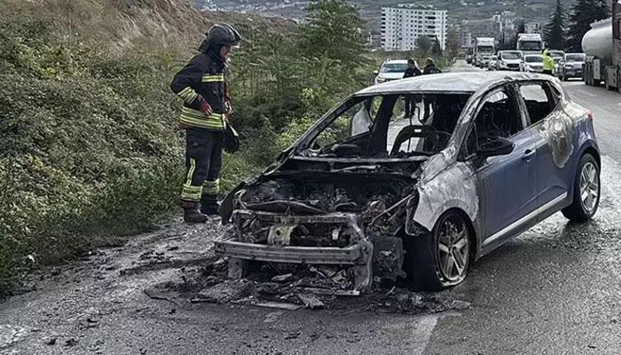 Samsunsporlu Musaba’nın otomobili alevler içinde kaldı!