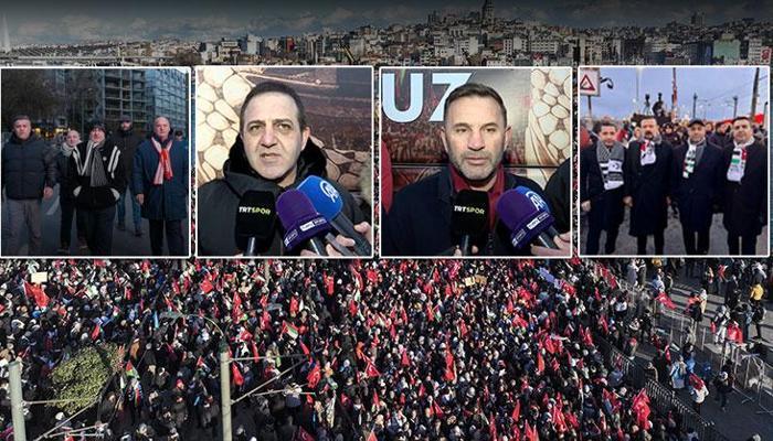 Spor camiası,  Filistin'e destek olmak için Galata Köprüsü'nde