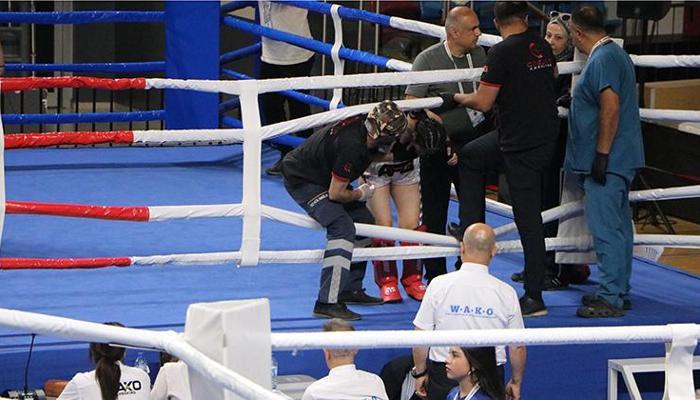 Kick Boks Milli Takım seçmelerinde kadın sporcu ringde fenalaştı