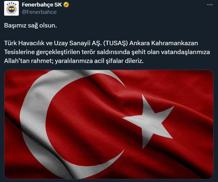 Ankara Tusaşta terör saldırısı Spor camiasından başsağlığı mesajları