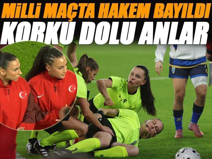 Türkiye - Kosova maçında korku dolu anlar! Orta hakem Michalina Diakow bayıldı