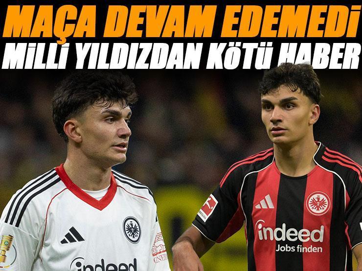 Frankfurt'un yıldızı Can Uzun'dan kötü haber! Maça devam edemedi