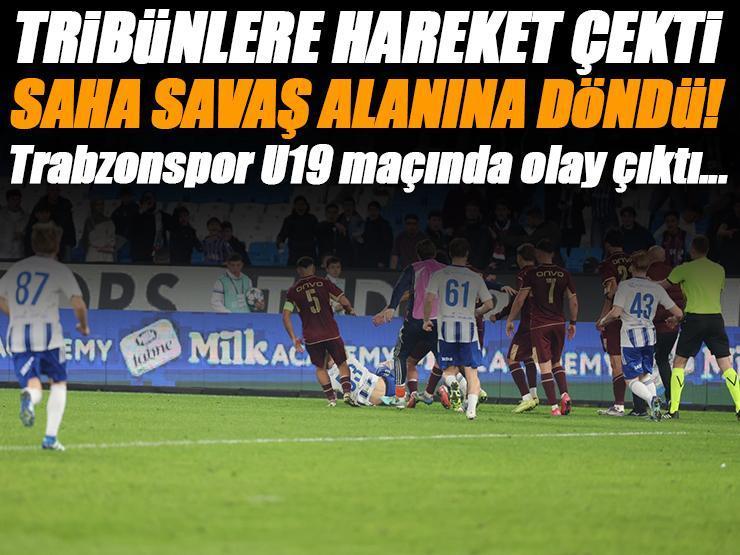 Trabzonspor-Helsinki maçında büyük olay! Tribünlere hareket çekti, yere yuvarlandı...