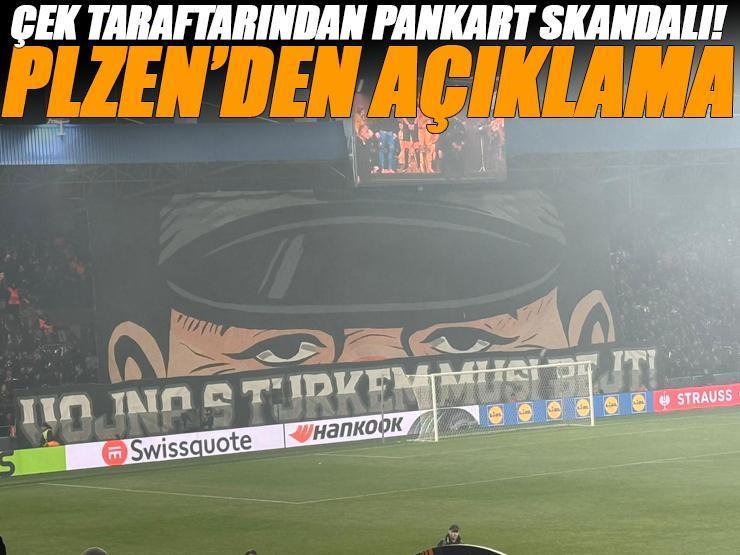 Viktoria Plzen taraftarından Fenerbahçe maçında skandal pankart! Büyük tepki gördü