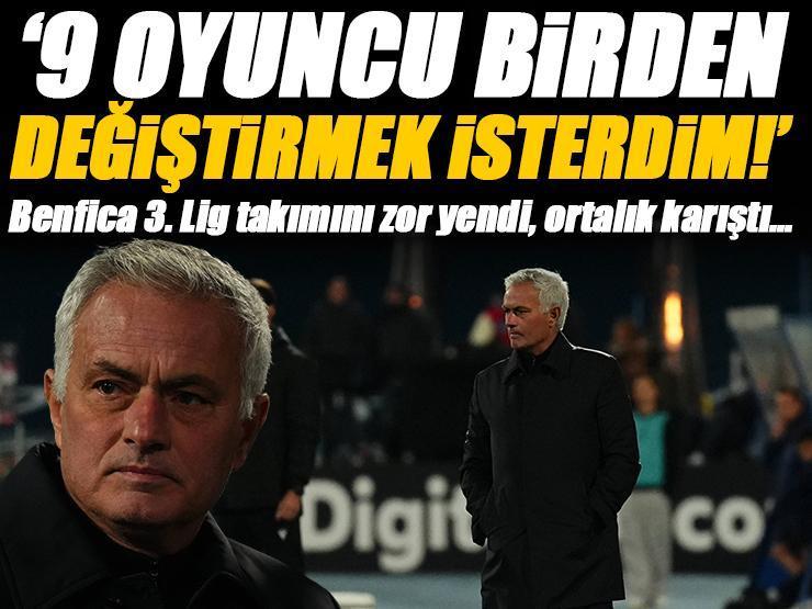 Jose Mourinho, Benfica oyuncularını yerin dibine soktu! 3. Lig takımına karşı zor galibiyet, olay sözler...