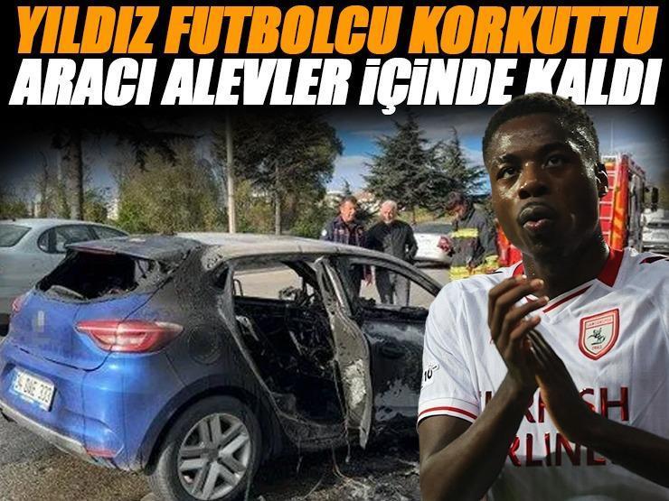 Samsunspor’un yıldızı Musaba’nın otomobili alevler içinde kaldı!