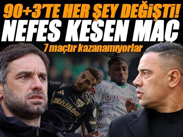 Konya'da nefes kesen maç! 90+3'te her şey değişti | Maç sonucu Konyaspor - Kayserispor: 1-1 (Süper Lig 17. hafta)