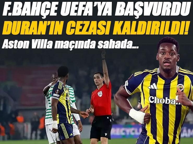 Fenerbahçe'de Jhon Duran'ın cezası kaldırıldı! UEFA'ya itiraz sonuç verdi...