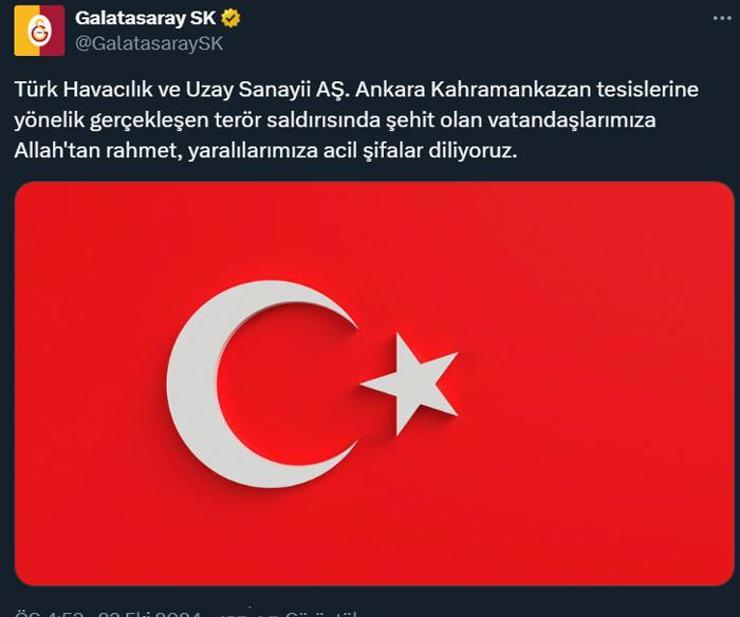 Ankara Tusaşta terör saldırısı Spor camiasından başsağlığı mesajları