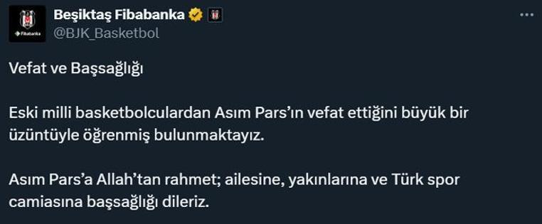 Eski Milli basketbolcu Asım Pars 48 yaşında hayatını kaybetti