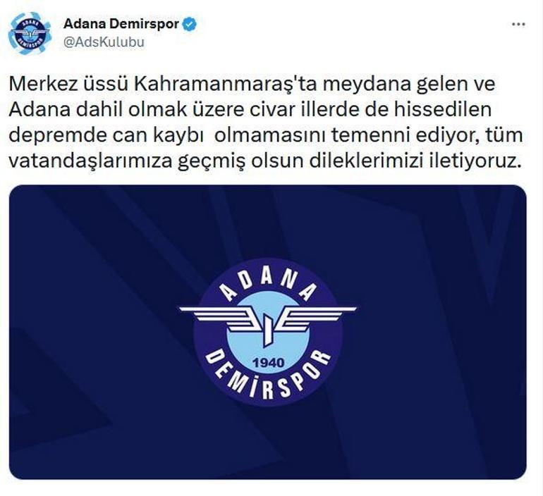 Spor camiasından deprem paylaşımı Geçmiş olsun Türkiye