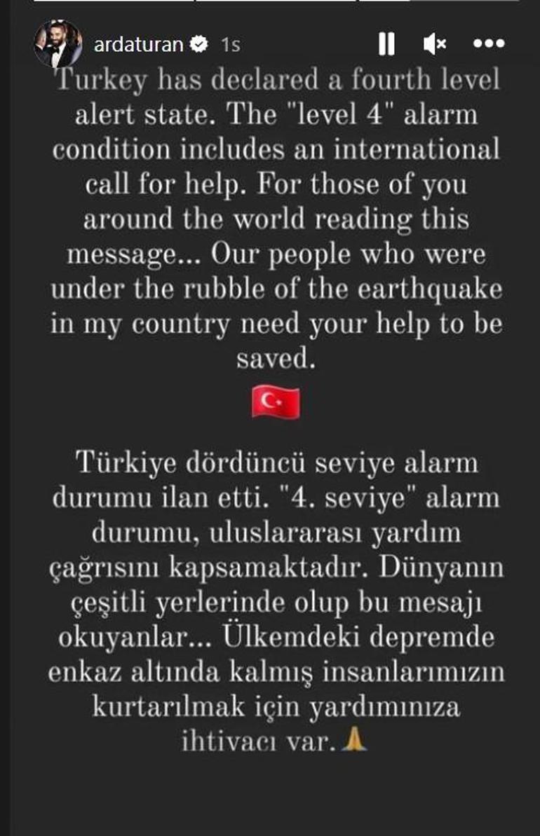 7,4 büyüklüğündeki deprem sonrası yardım çağrısı Arda Turan: İnsanlarımızın yardımınıza ihtiyacı var