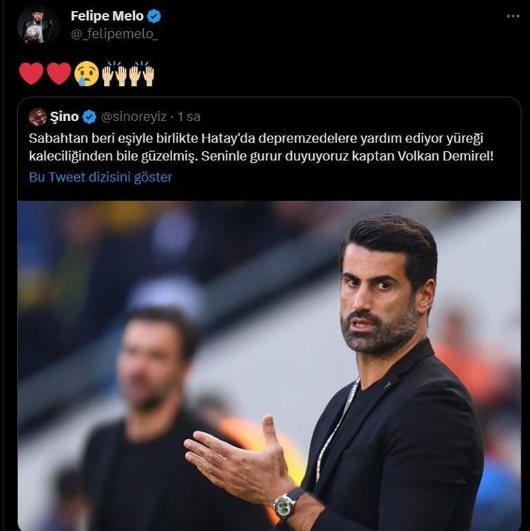 Eski Galatasaraylı Felipe Melodan, Volkan Demirel tweeti