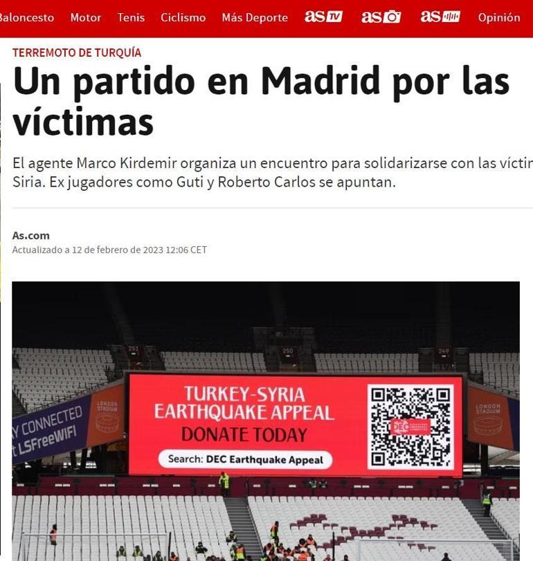 Madrid de Türkiye için harekete geçti Dev kulüplerden yardım maçı planı