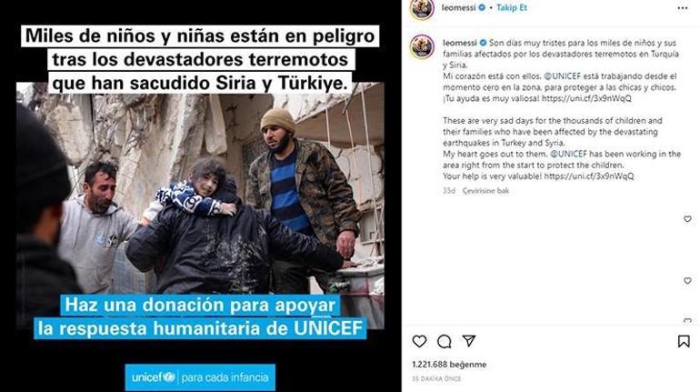 Lionel Messiden Türkiye ve Suriye için yardım çağrısı