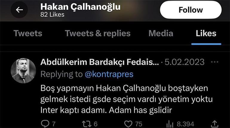 Hakan Çalhanoğlundan dikkat çeken Galatasaray hamlesi