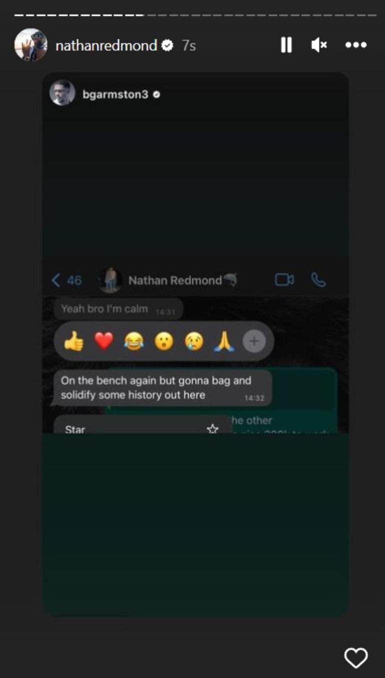 Derbinin yıldızı Nathan Redmond, WhatsApp görüşmesini paylaştı Maçtan önce arkadaşına yazmış