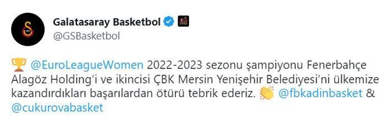 Galatasaraydan Fenerbahçeye tebrik mesajı