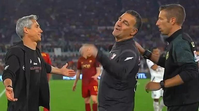 Futbolcular birbirlerine girdi Roma-Salernitana maçında olay...