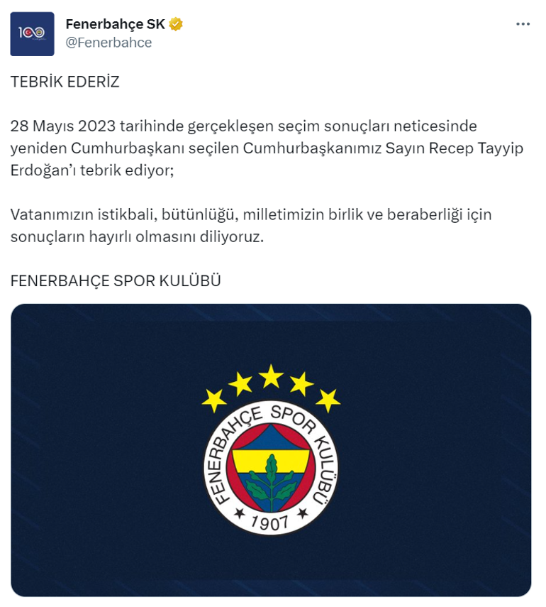 Spor camiasından Cumhurbaşkanı Erdoğana tebrik