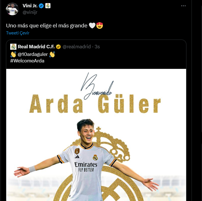 Arda Gülere müthiş karşılama Real Madridli yıldızlardan Hoş geldin mesajı