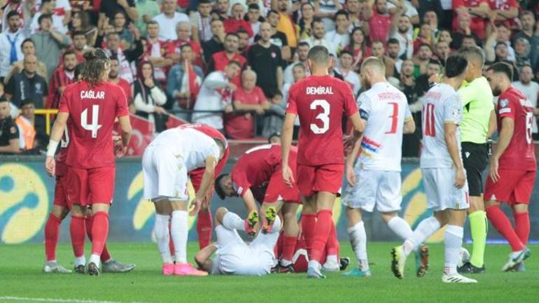 Türkiye-Ermenistan maçında korku dolu anlar Kerem Aktürkoğlunun ardından İrfan Can Kahveci...