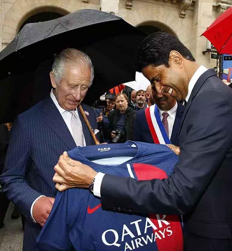 İngiltere Kralı Charles ile PSG Başkanı Nasser AI-Khelaifi buluştu