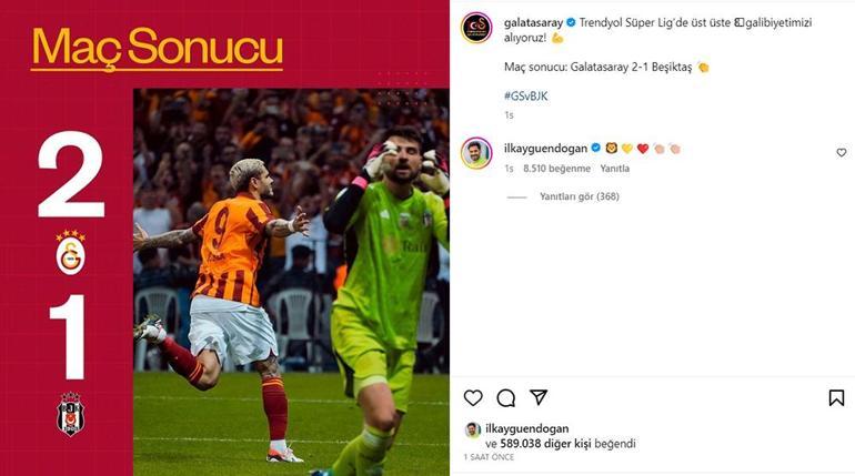 Yıldız oyuncudan Galatasarayın galibiyet paylaşımına beğeni ve yorum