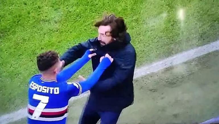 Sampdoria-Lecco maçında dikkat çeken anlar Pirlo ve Esposito...