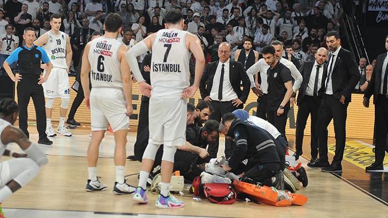 Beşiktaş Emlakjette korkutan sakatlık Seyirciler gözyaşlarına hakim olamadı