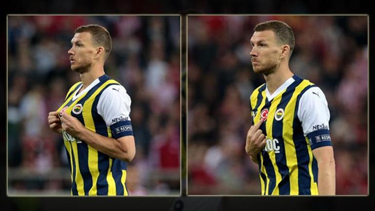 Fenerbahçede Edin Dzekodan Yunan taraftarlara Türk bayraklı cevap Dikkat çeken tepki