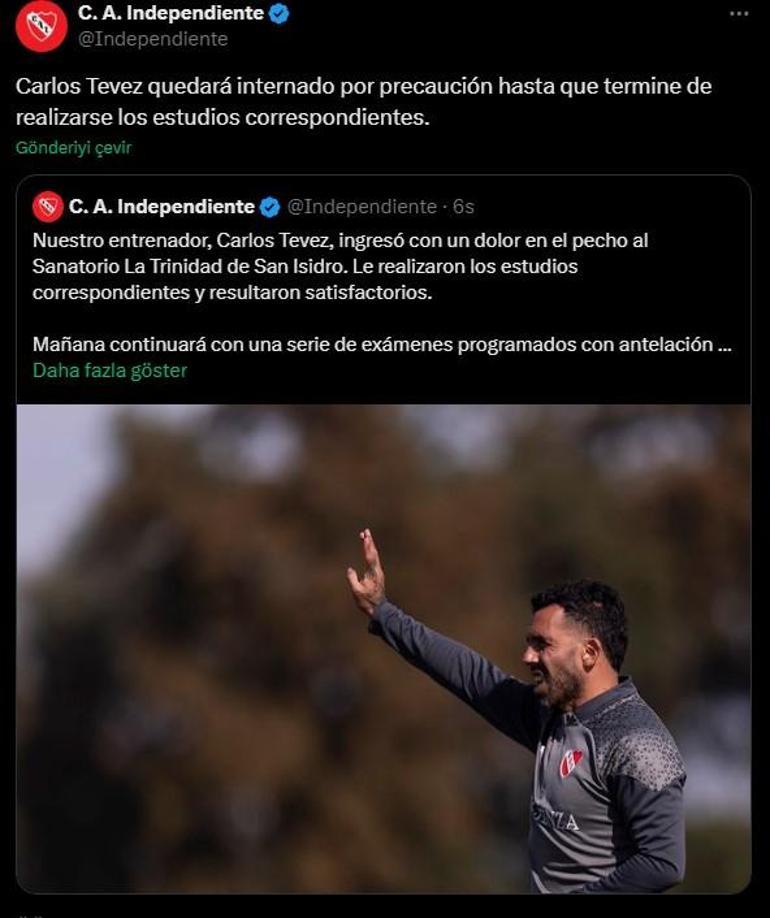 Carlos Tevezden korkutan haber Göğüs ağrıları nedeniyle hastaneye kaldırıldı